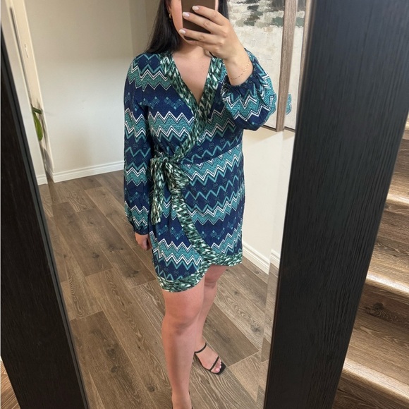 Vici Sunset on the Sea Printed Wrap Dress - Picture 3 of 3